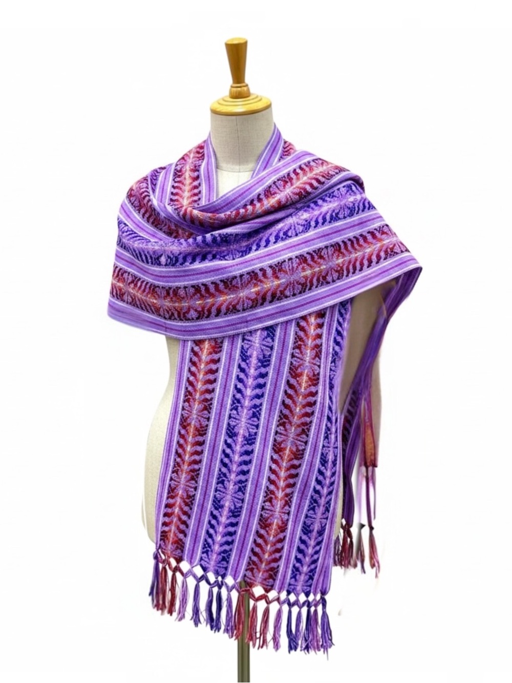 Teal & Pink Woven Fringe Shawl Scarf